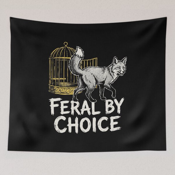 Item preview, Feral By Choice Fox Open Cage Grunge Dark Humor Art designed and sold by cabana.space.