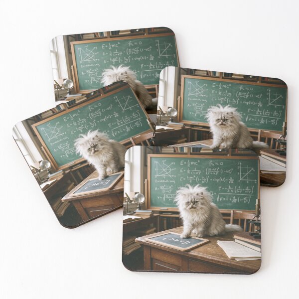 Item preview, Genius scientist cat with formula on blackboard physics and mathematics designed and sold by TheCoolCatsMx.
