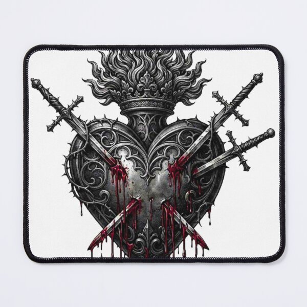 Item preview, Pierced Gothic Sacred Heart - Dark Blackwork Aesthetic designed and sold by FRADEX STORE.