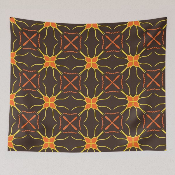 Item preview, Warm orange geometric seamless pattern,Baho abstract digital paper. designed and sold by RuwaDesignArt.