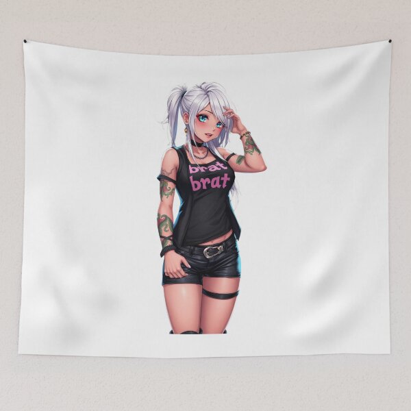 Item preview, Punk-style anime girl with white hair poses confidently in streetwear designed and sold by BiranoVule.