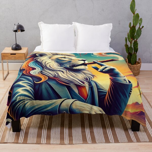 Item preview, Colorful Surreal Lion Smoking a Cigar in Elegant Suit Artistic Illustration designed and sold by GleasonArnoldo.