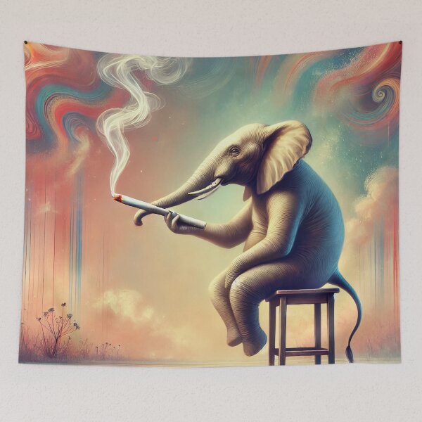 Item preview, Funny Elephant Smoking a Cigarette Surreal Vintage Cartoon Illustration designed and sold by GleasonArnoldo.