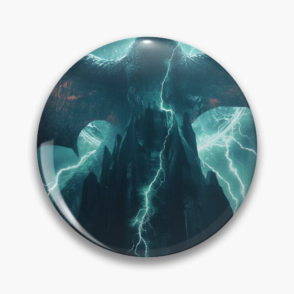 Item preview, Fearsome Storm Dragon Circling Dark Mountain Tower designed and sold by StudioForge.