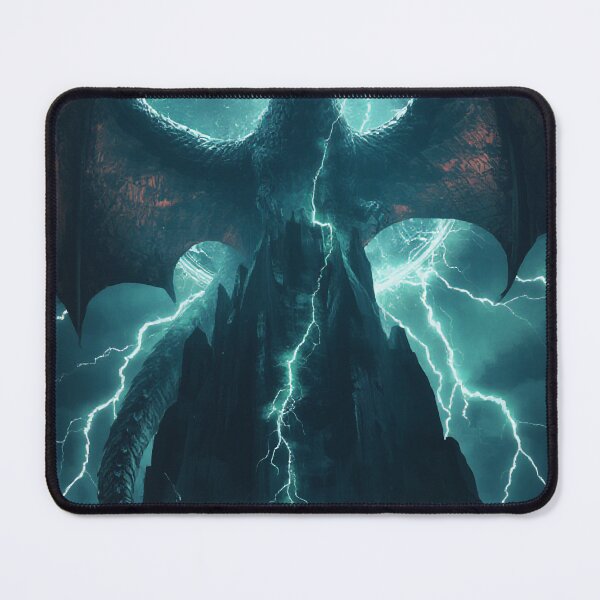 Item preview, Fearsome Storm Dragon Circling Dark Mountain Tower designed and sold by StudioForge.