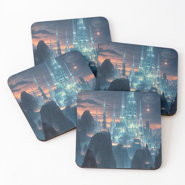 Item preview, Glowing Crystal Spire City Fantasy Skyline designed and sold by StudioForge.