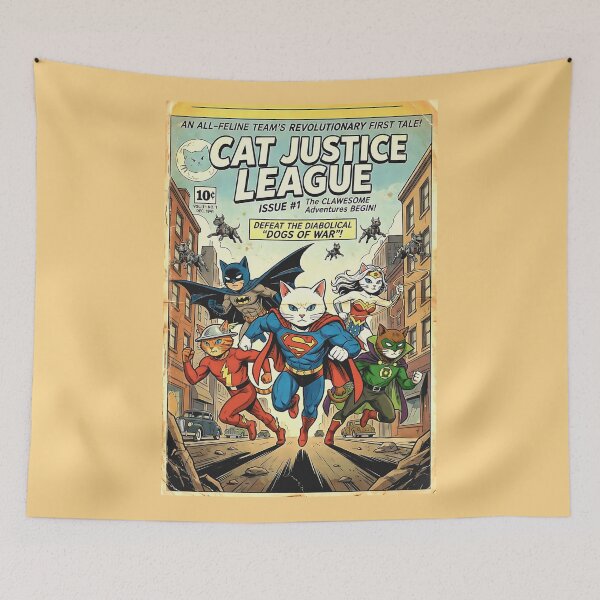 Item preview, Cat Justice League designed and sold by Cathedral of Curiosity.