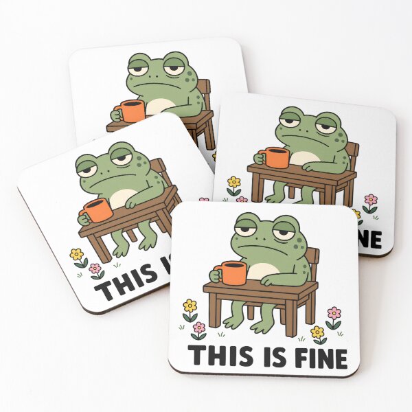 Item preview, This Is Fine Frog Coffee Meme Sarcastic Snarky Design designed and sold by StitchAndSnarkCo.
