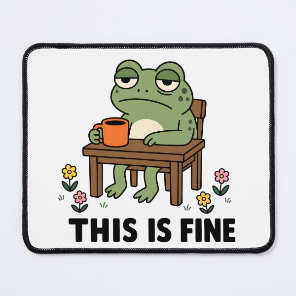 Item preview, This Is Fine Frog Coffee Meme Sarcastic Snarky Design designed and sold by StitchAndSnarkCo.