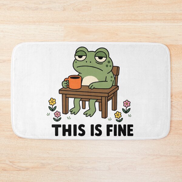 Item preview, This Is Fine Frog Coffee Meme Sarcastic Snarky Design designed and sold by StitchAndSnarkCo.