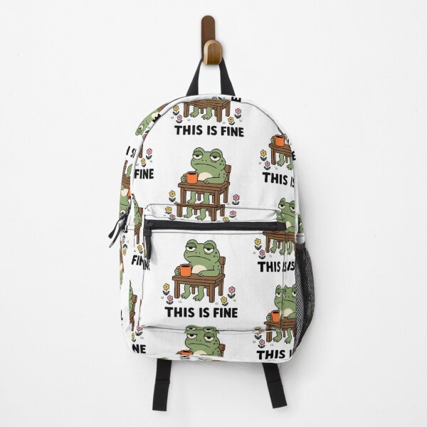 Item preview, This Is Fine Frog Coffee Meme Sarcastic Snarky Design designed and sold by StitchAndSnarkCo.