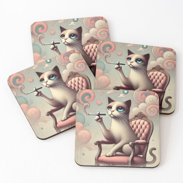 Item preview, Vintage Cat Smoking on an Elegant Chair Surreal Cartoon Illustration designed and sold by GleasonArnoldo.