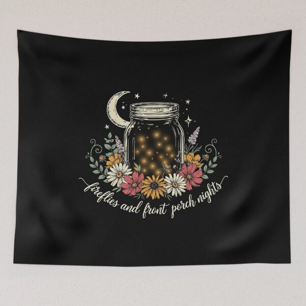 Item preview, Fireflies and Front Porch Nights Mason Jar Vintage Floral Summer Vibes designed and sold by Redgiant87x.