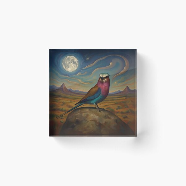 Item preview, Lilac Breasted Roller Moon Painting designed and sold by WildLedger.