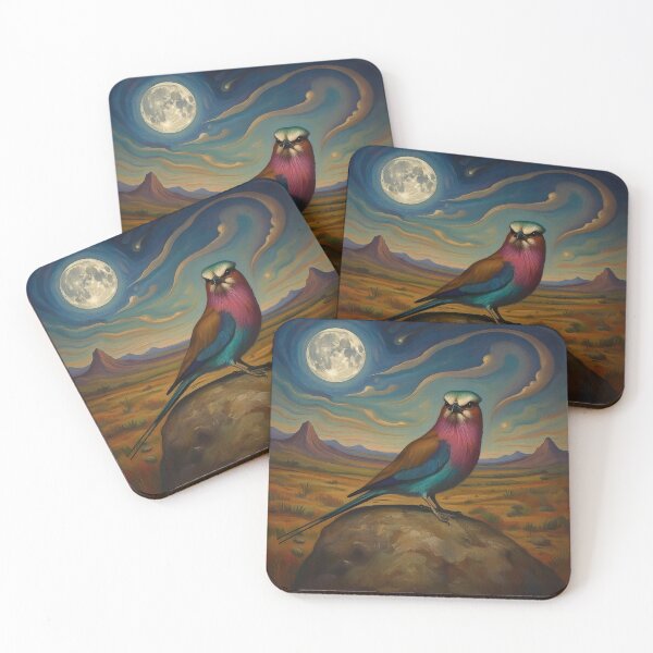 Item preview, Lilac Breasted Roller Moon Painting designed and sold by WildLedger.