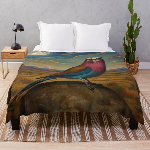 Item preview, Lilac Breasted Roller Moon Painting designed and sold by WildLedger.