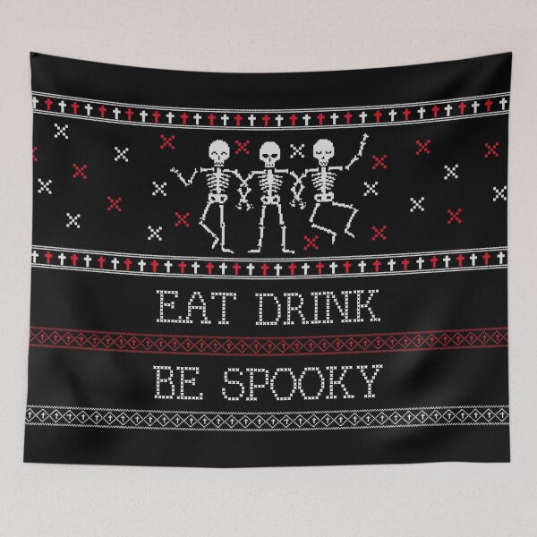 Item preview, Eat Drink Be Spooky Skeleton Halloween Ugly Sweater designed and sold by Volt Junkies.