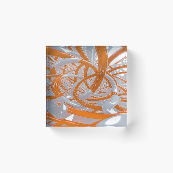 Item preview, The Energetic Dance of Glossy Curves, Abstract 3D Entanglement - Bright Orange and White Tubes designed and sold by RAYBIL.