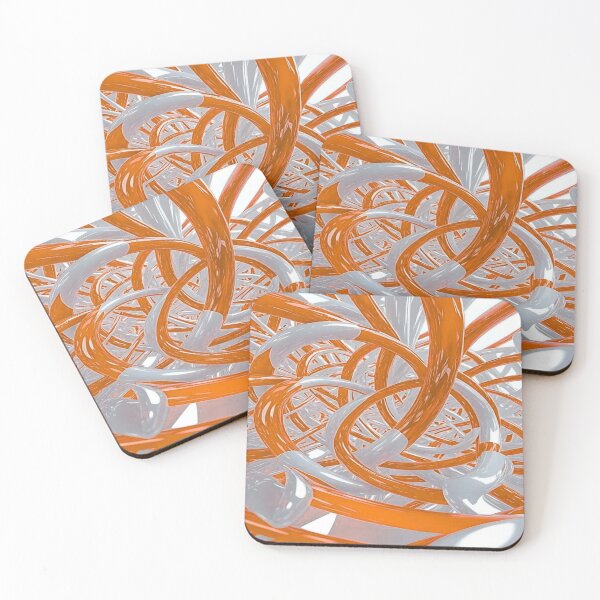Item preview, The Energetic Dance of Glossy Curves, Abstract 3D Entanglement - Bright Orange and White Tubes designed and sold by RAYBIL.