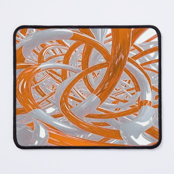 Item preview, The Energetic Dance of Glossy Curves, Abstract 3D Entanglement - Bright Orange and White Tubes designed and sold by RAYBIL.