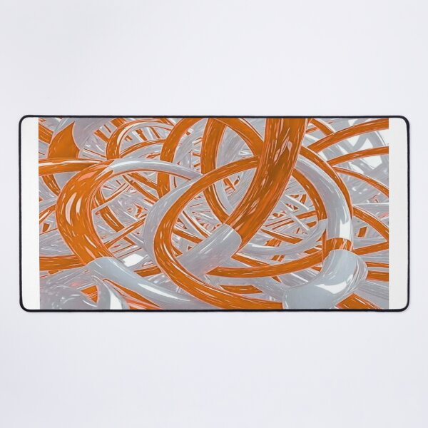Item preview, The Energetic Dance of Glossy Curves, Abstract 3D Entanglement - Bright Orange and White Tubes designed and sold by RAYBIL.