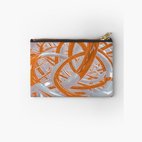 Item preview, The Energetic Dance of Glossy Curves, Abstract 3D Entanglement - Bright Orange and White Tubes designed and sold by RAYBIL.