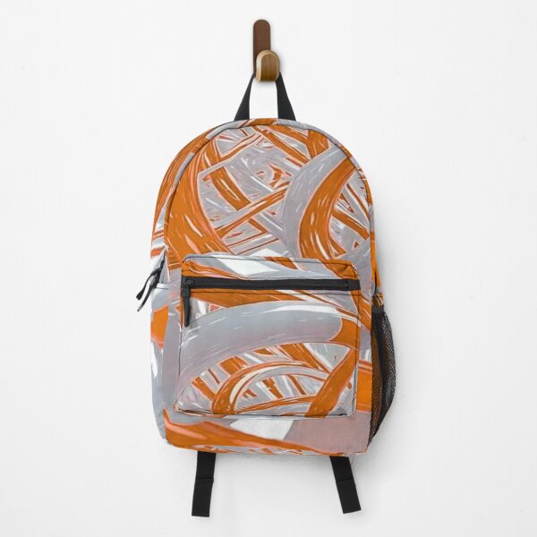 Item preview, The Energetic Dance of Glossy Curves, Abstract 3D Entanglement - Bright Orange and White Tubes designed and sold by RAYBIL.