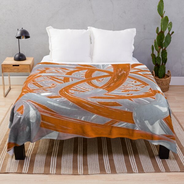 Item preview, The Energetic Dance of Glossy Curves, Abstract 3D Entanglement - Bright Orange and White Tubes designed and sold by RAYBIL.
