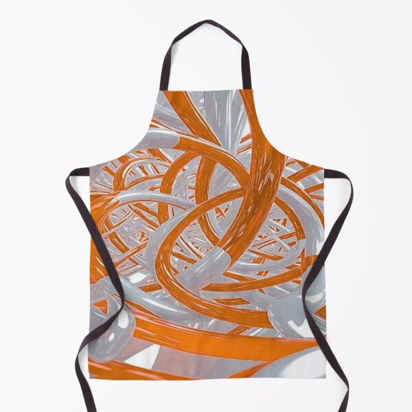 Item preview, The Energetic Dance of Glossy Curves, Abstract 3D Entanglement - Bright Orange and White Tubes designed and sold by RAYBIL.