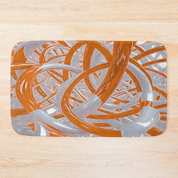 Item preview, The Energetic Dance of Glossy Curves, Abstract 3D Entanglement - Bright Orange and White Tubes designed and sold by RAYBIL.