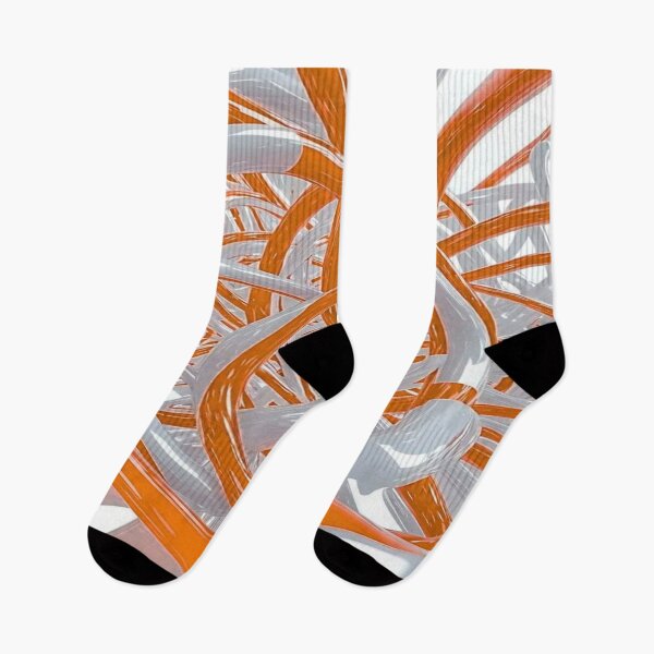 Item preview, The Energetic Dance of Glossy Curves, Abstract 3D Entanglement - Bright Orange and White Tubes designed and sold by RAYBIL.
