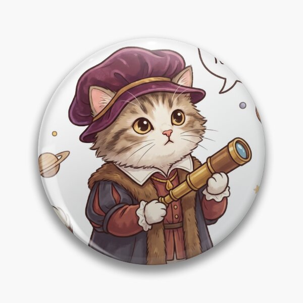 Item preview, Renaissance astronomer kitten with telescope and stars - kawaii art designed and sold by TheCoolCatsMx.