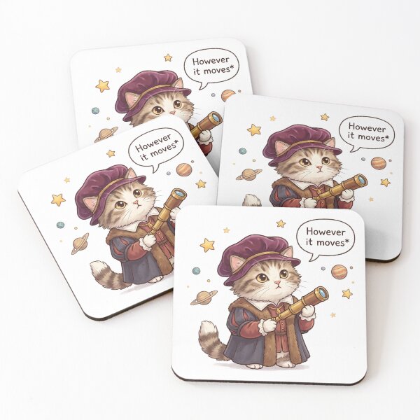 Item preview, Renaissance astronomer kitten with telescope and stars - kawaii art designed and sold by TheCoolCatsMx.