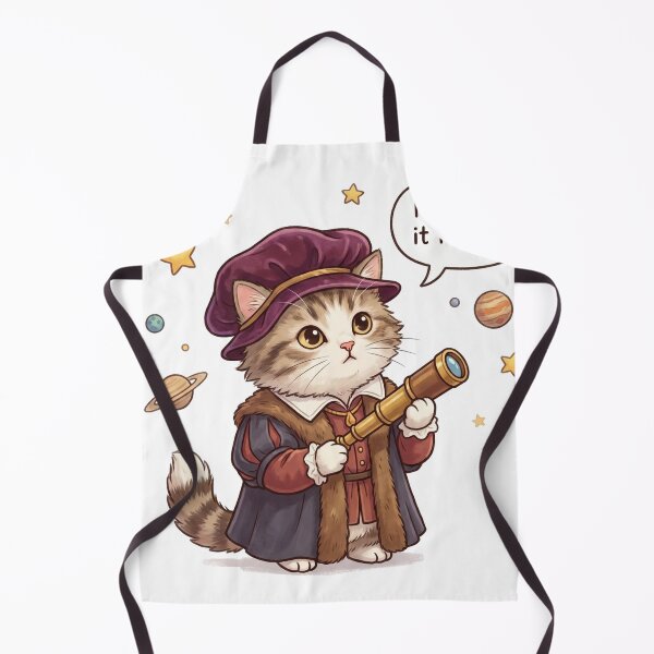 Item preview, Renaissance astronomer kitten with telescope and stars - kawaii art designed and sold by TheCoolCatsMx.