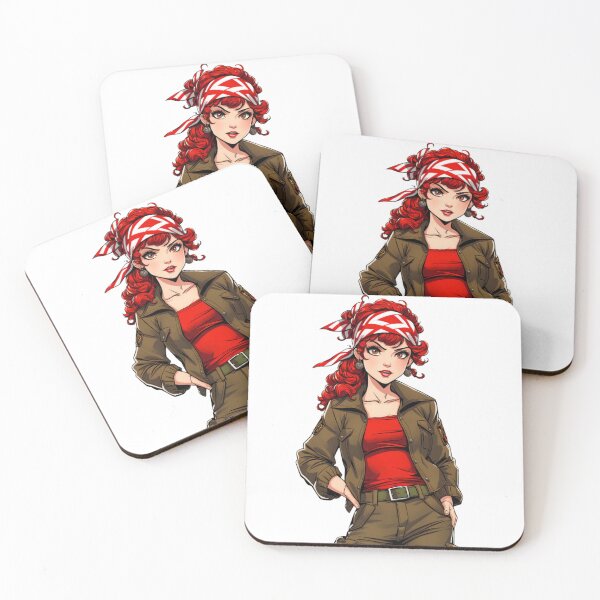 Item preview, Confident red-haired woman wearing explorer outfit with bold determined expression designed and sold by XuxuKemaik.