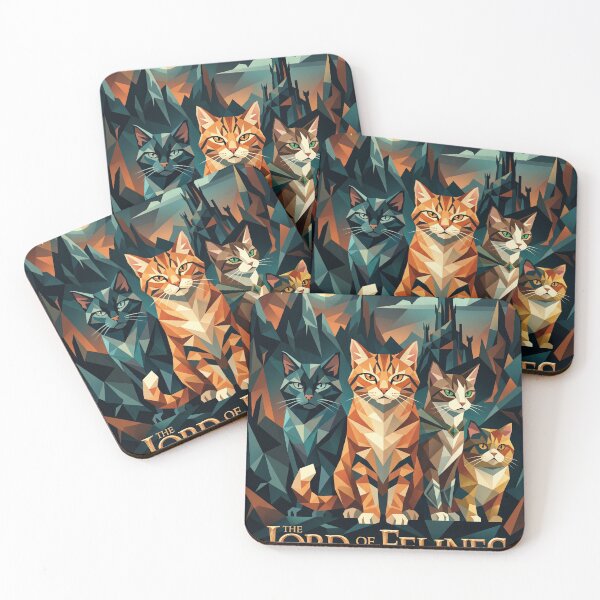 Item preview, Lord of the Felines, group of fantasy cats, geometric art designed and sold by TheCoolCatsMx.