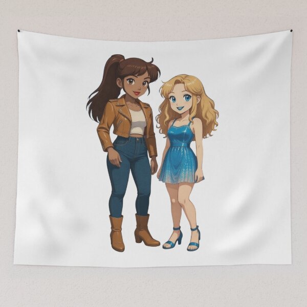 Item preview, Two fashionable girls smiling together, expressing friendship designed and sold by XuxuKemaik.