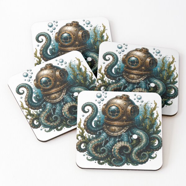 Item preview, Vintage Diver Octopus designed and sold by VerdePegajoso.