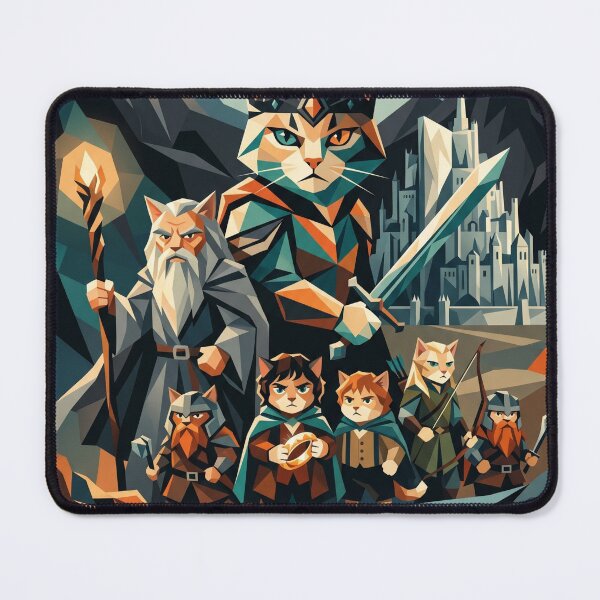 Item preview, Feline Brotherhood of the Crowned King Epic Fantasy Geometric Poster designed and sold by TheCoolCatsMx.