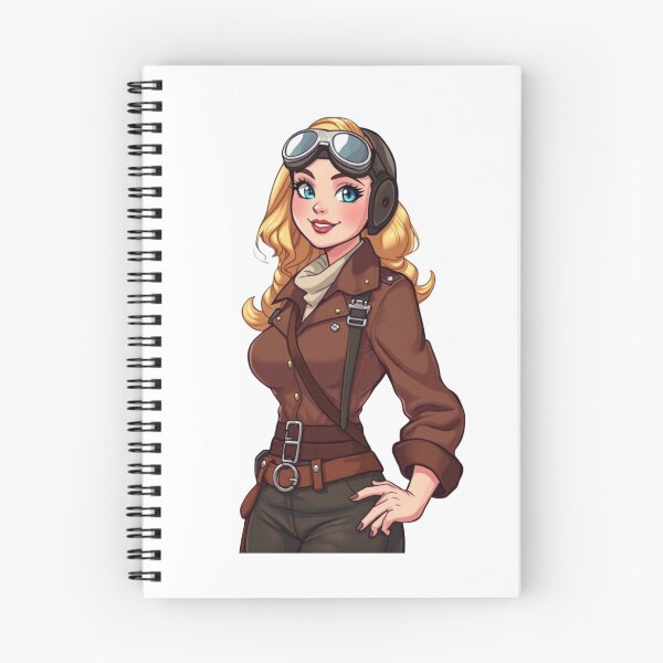 Item preview, Smiling aviator girl wearing goggles and leather jacket confidently posing designed and sold by XuxuKemaik.