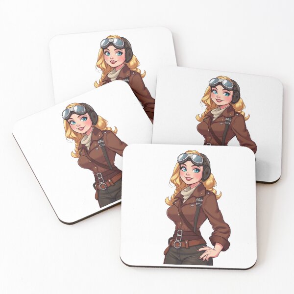 Item preview, Smiling aviator girl wearing goggles and leather jacket confidently posing designed and sold by XuxuKemaik.