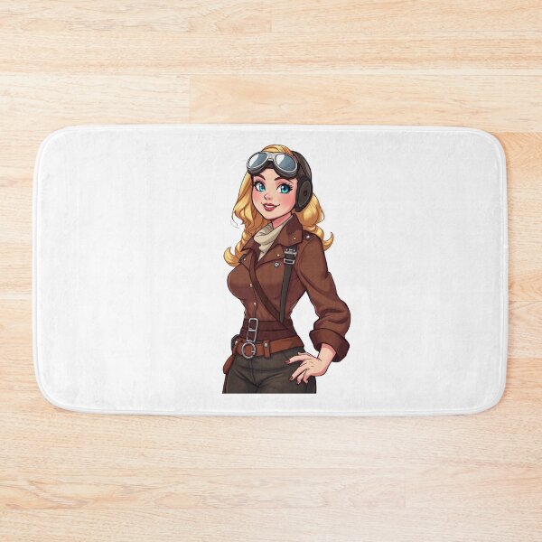 Item preview, Smiling aviator girl wearing goggles and leather jacket confidently posing designed and sold by XuxuKemaik.