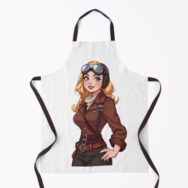 Item preview, Smiling aviator girl wearing goggles and leather jacket confidently posing designed and sold by XuxuKemaik.