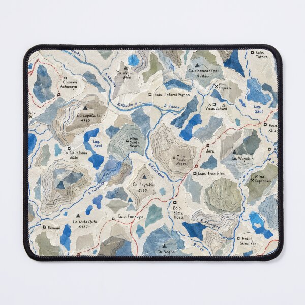 Item preview, Mountain Topographic Map Seamless Pattern | Blue & Grey Cartography Print designed and sold by SWSandraWechner.