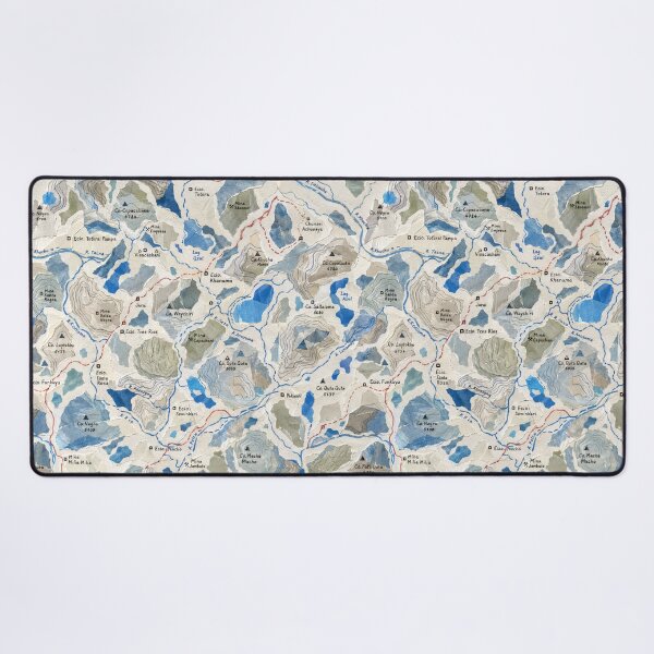 Item preview, Mountain Topographic Map Seamless Pattern | Blue & Grey Cartography Print designed and sold by SWSandraWechner.