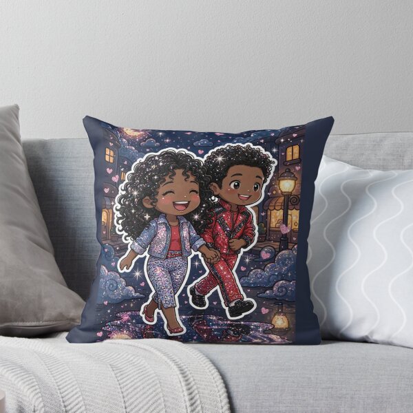 Item preview, Kawaii Chibi Thriller Couple Moonlight Walk Cute 80s Retro Halloween Love designed and sold by ICANTWithoutCOFFEE.