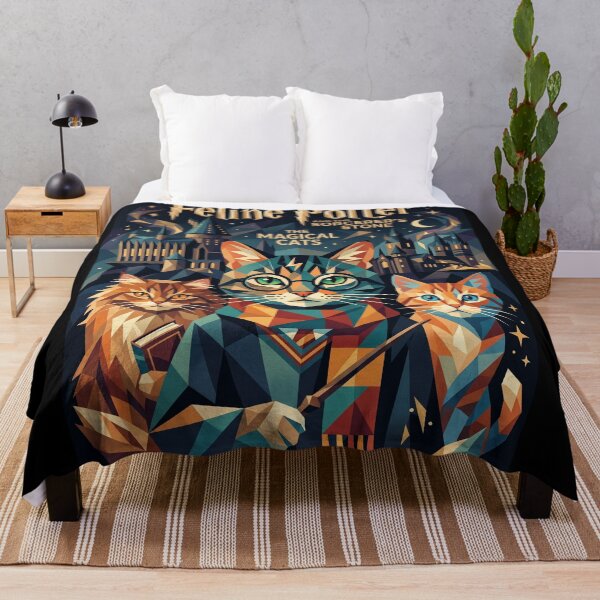 Item preview, Magical wizard cat with glasses and wand, geometric fantasy art designed and sold by TheCoolCatsMx.