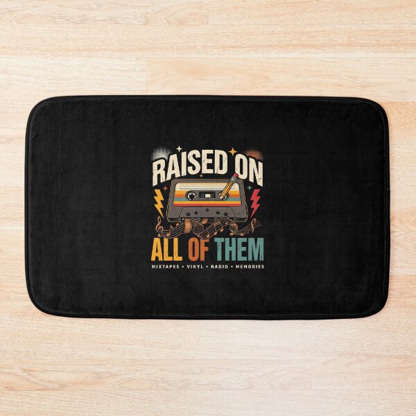 Item preview, Raised On All Of Them, Gifts for Retro Music Lovers Vintage Cassette & Vinyl Design designed and sold by Lina Caro.