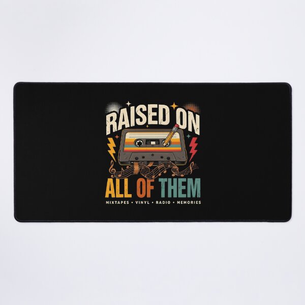 Item preview, Raised On All Of Them, Gifts for Retro Music Lovers Vintage Cassette & Vinyl Design designed and sold by Lina Caro.