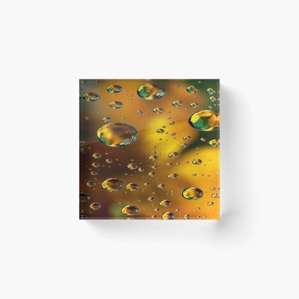 Item preview, The Radiance of Light Drops, Golden Water Drops with Colored Reflections - Abstract Macro Photography designed and sold by RAYBIL.